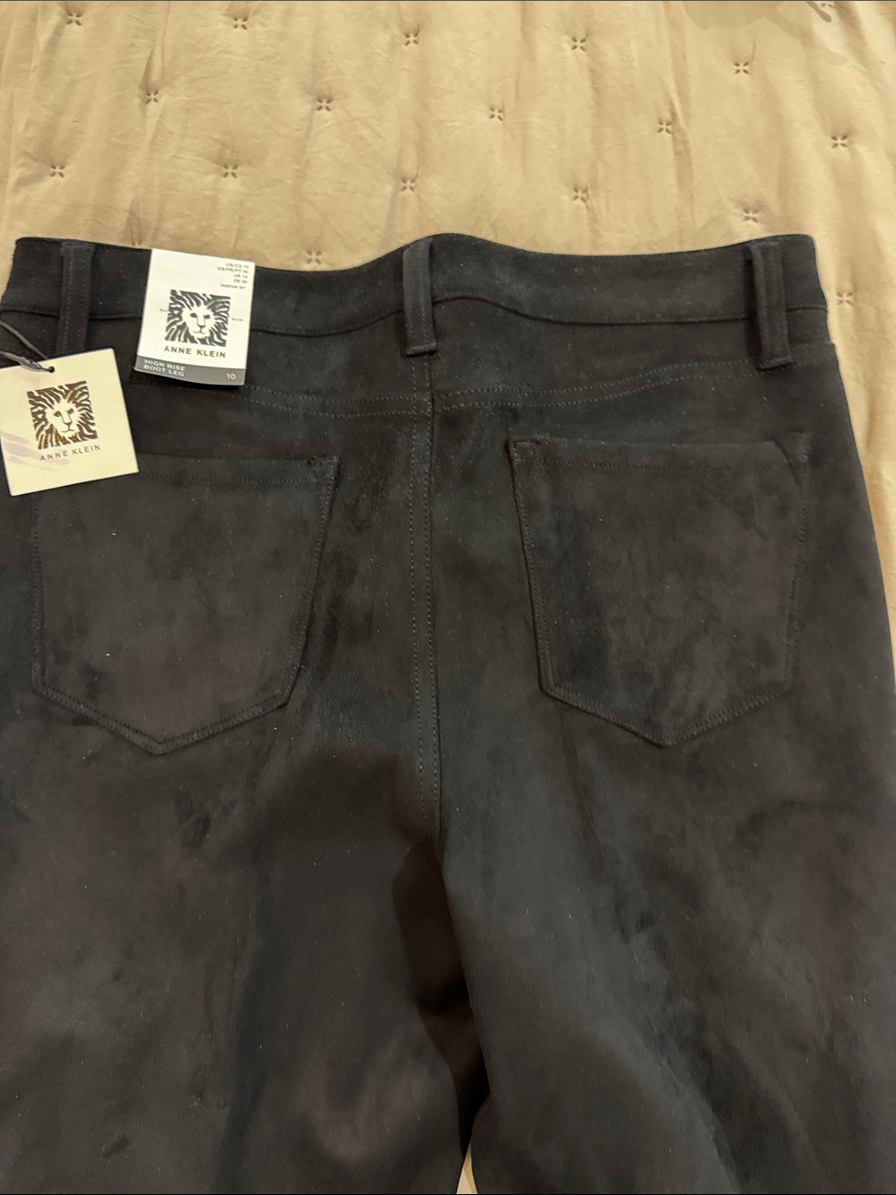 Anne Klein Women’s  Black Faux suede High rise, boot cut Jeans